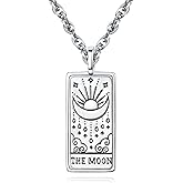 TANGPOET Tarot Card Necklace for Women Men 925 Sterling Silver Tarot Dogtag Pendants Amulet Jewelry Good Luck Birthday Christmas Gifts for Her
