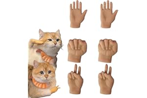 BICOTAND Mini Hands for Cats, Mini Human Hands for Cats, Tiny Finger Hands for Cats Crossed, Tiny Folded Hands for Cat Paws, Cat Mini Hands Glove Silicone Finger Puppet for Cat Puppet Show