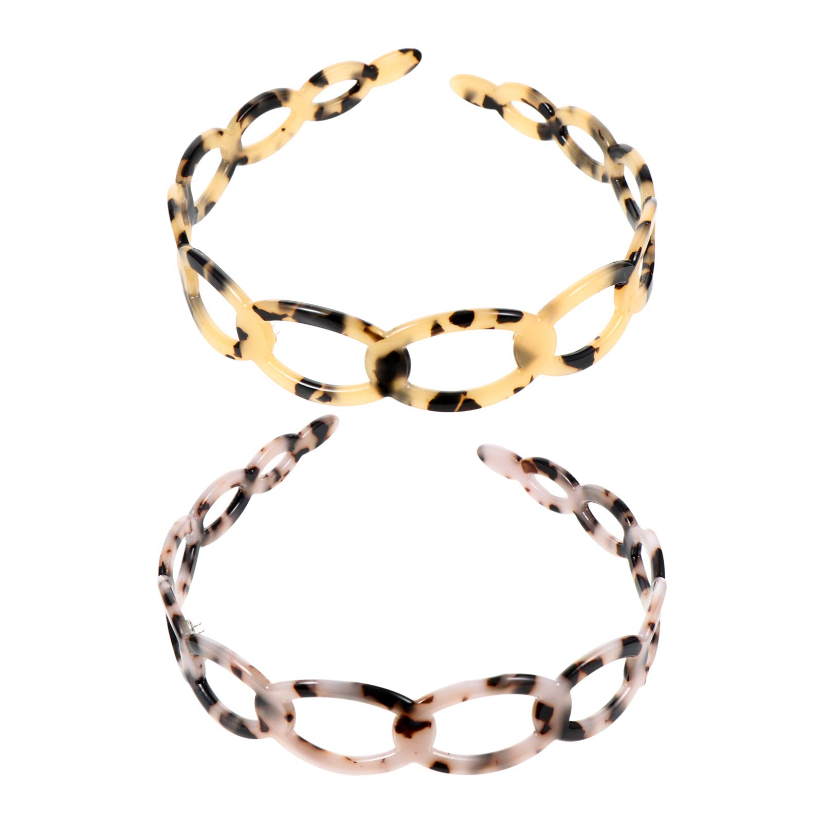 FRCOLOR 2pcs Tortoise Shell Headbands Skinny Acrylic Headband with Teeth Non-Slip Hollow Celluloid Hairband Non-brittle Cellulose Hair Loop Hair Accessory for Women Girl Beige Blue