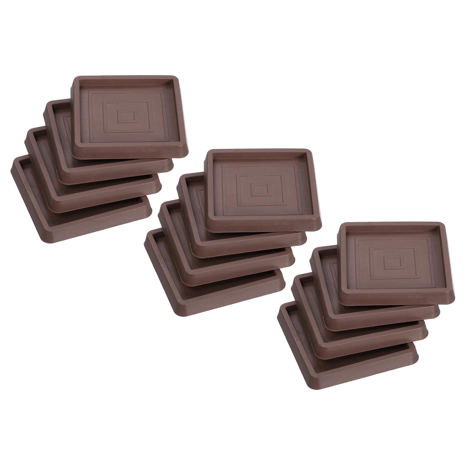 uxcell Chair Leg Floor Protectors, 12Pcs 2.5" - Rubber Square Non-Slip Furniture Pads, Anti-Slip Furniture Pad for Hardwood Floors, Bed Stopper (Brown)