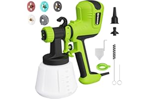 ELPIDIO Paint Sprayer, 700W HVLP Electric Spray Gun, with Cleaning & Blowing Joints 4 Copper Nozzles and 3 Patterns Paint Sprayers for Home Furniture, Walls, Cabinets, Fence, Door etc. EP62-G.