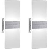 ChangM Modern Wall Sconce 12W, Set of 2 LED Wall Lamp Cool White Acrylic Material Hardwired Wall Mounted Wall Lights
