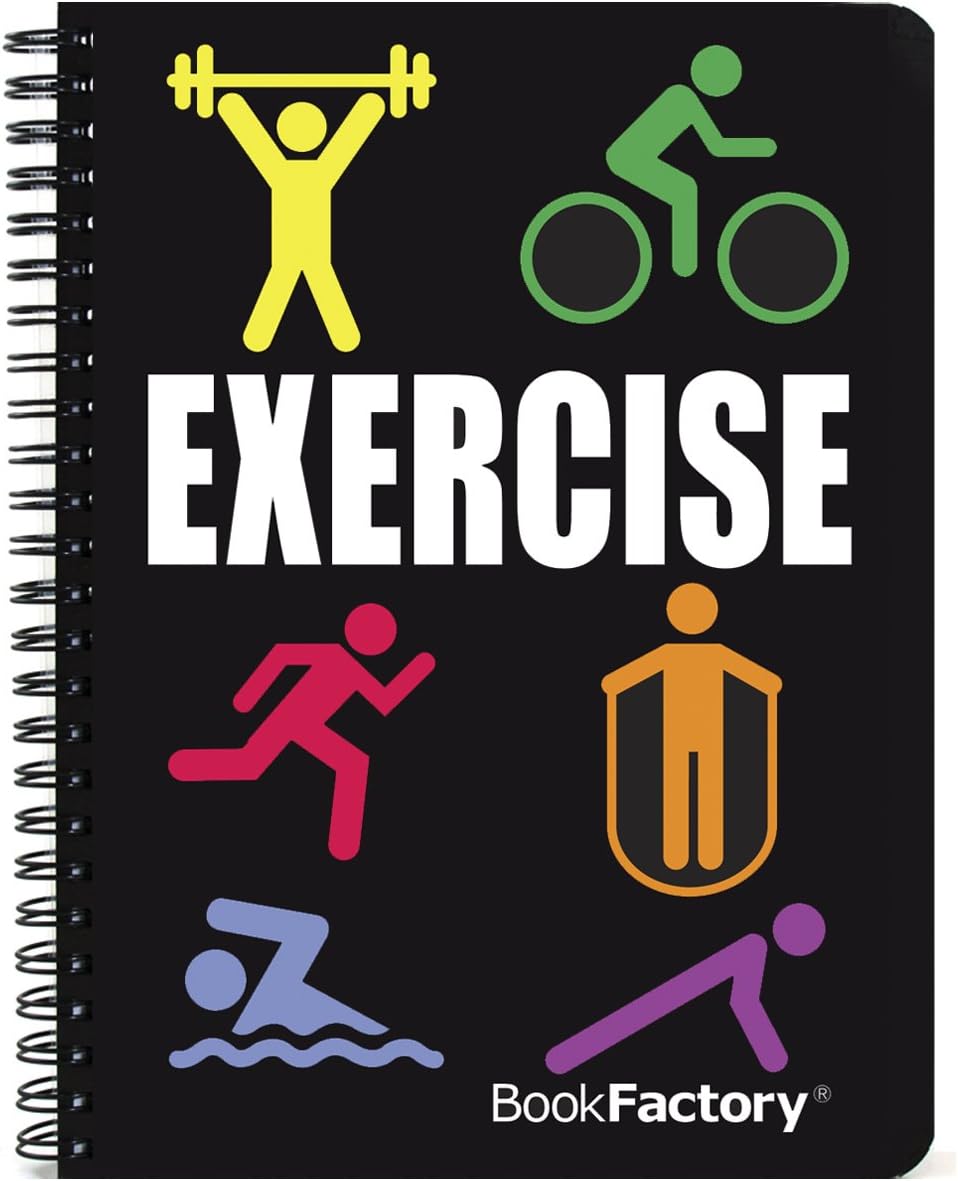 BookFactory Exercise Journal/Mini Exercise Diary/Fitness Notebook/Exercise Log Book, 120 Pages - 5” x 7”, Durable Thick Translucent Cover, Wire-O Binding (JOU-120-57CW-A (Exercise))