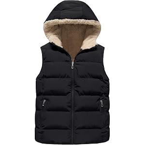 Gihuo Kids Puffer Vest Boys Girls Warm Fleece Lined Hooded Vest