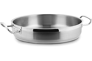 LACOR Eco-Chef Round Dish Without Lid, Stainless Steel, Silver, 28 cm