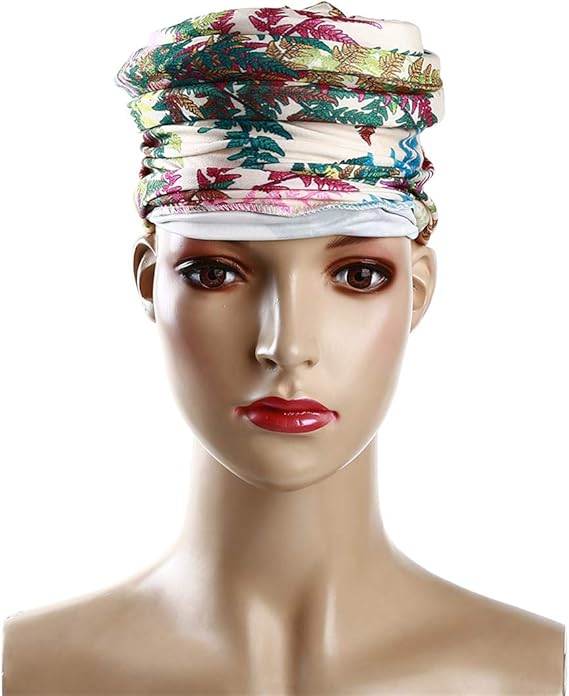 Amazon Kluma ターバンキャップ 花のプリント ヘアバンド 多用途 ファッション ヘアキャップ 頭飾り 軽量 通気性 柔らかい ベージュ キャップ 通販