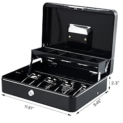 KYODOLED Cash Box with Money Tray, Key Lock Money