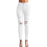 roswear Women's Essentials Ripped Mid Rise Destroyed Skinny Jeans