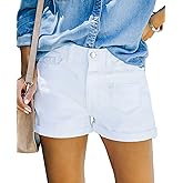 SANMM Jean Shorts Womens Casual Stretch Denim Jorts with Button Pockets for Summer