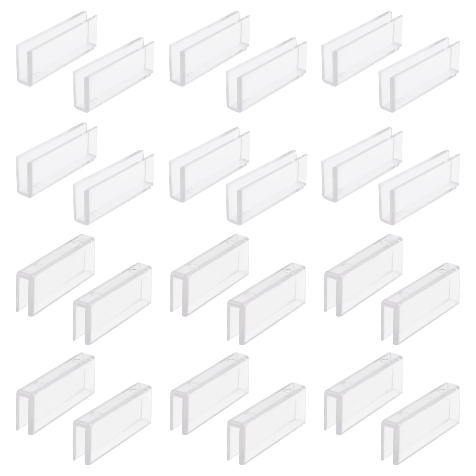 UFURMATE Glass Connector, 24Pcs Plastic 180 Degree Glass Clamps Transparent Glass to Glass Connectors Rimless Clip Holder for Fixing or DIY Fish Tank, Glass Acrylic Display Cabinet