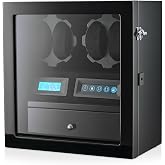 4 Watch Winder with 5 Watch Storage Space, LCD Display, Touch Control and Interior Light