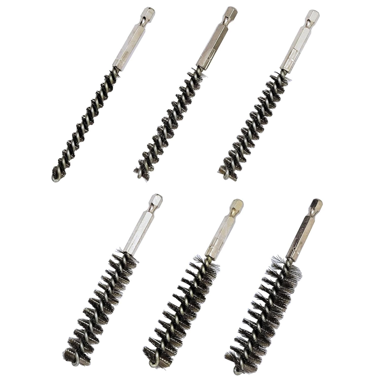 6 Sets Stainless Steel 6.35mm Head Hosel Brush Cleaning Brushes Tools Accessories (8,10,12,15,17,19mm)