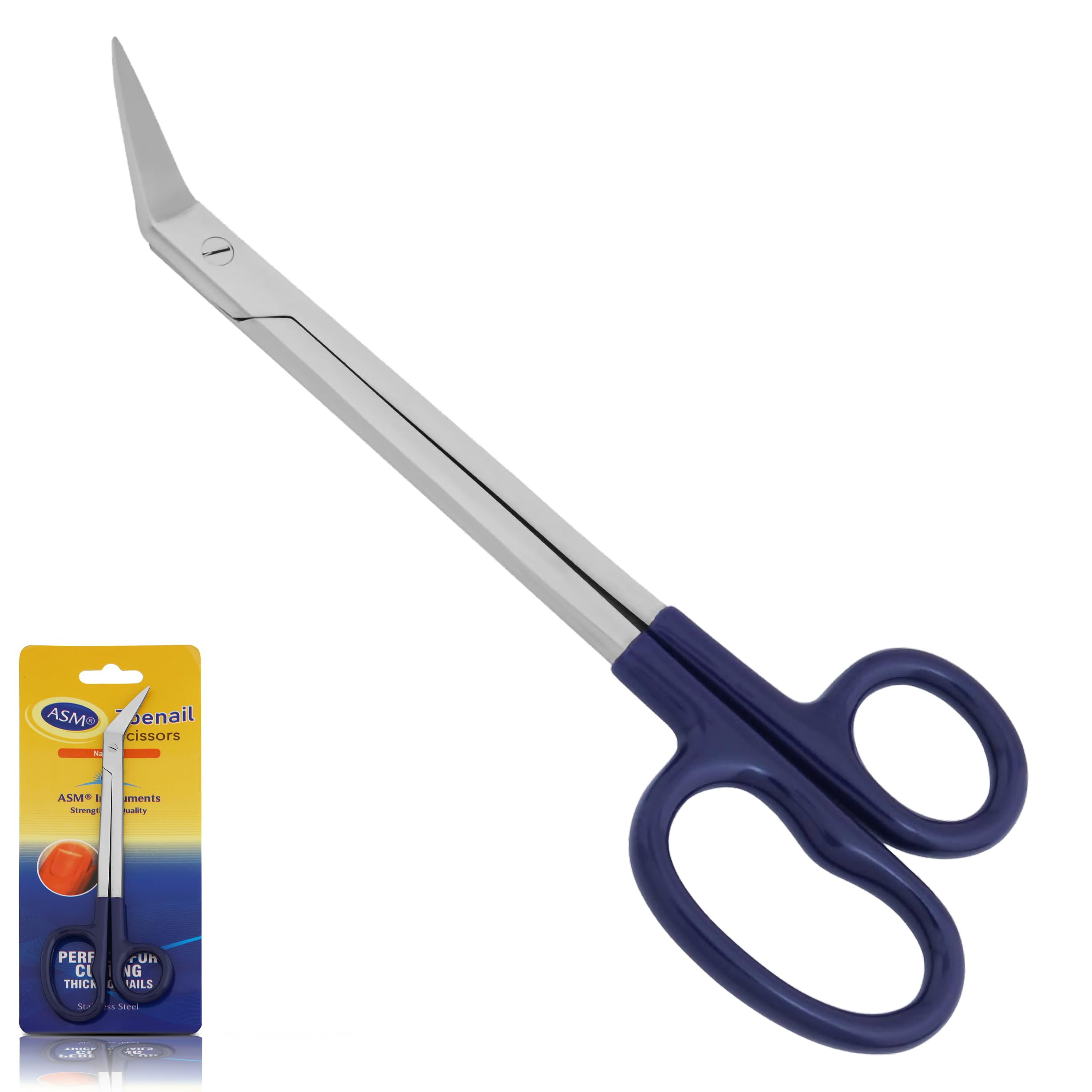 ASM® Extra Long Handle Toenail Scissors Clippers - Heavy Duty Stainless Steel Thick Toe Nails Ingrown Fingernail Toenail 7.5" Chiropody Podiatry Pedicure Manicure Set Men & Women Nail Care