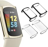 WOOZ Fitbit Charge 6 5 Screen Protector Case Cover TPU All-Around Black Clear