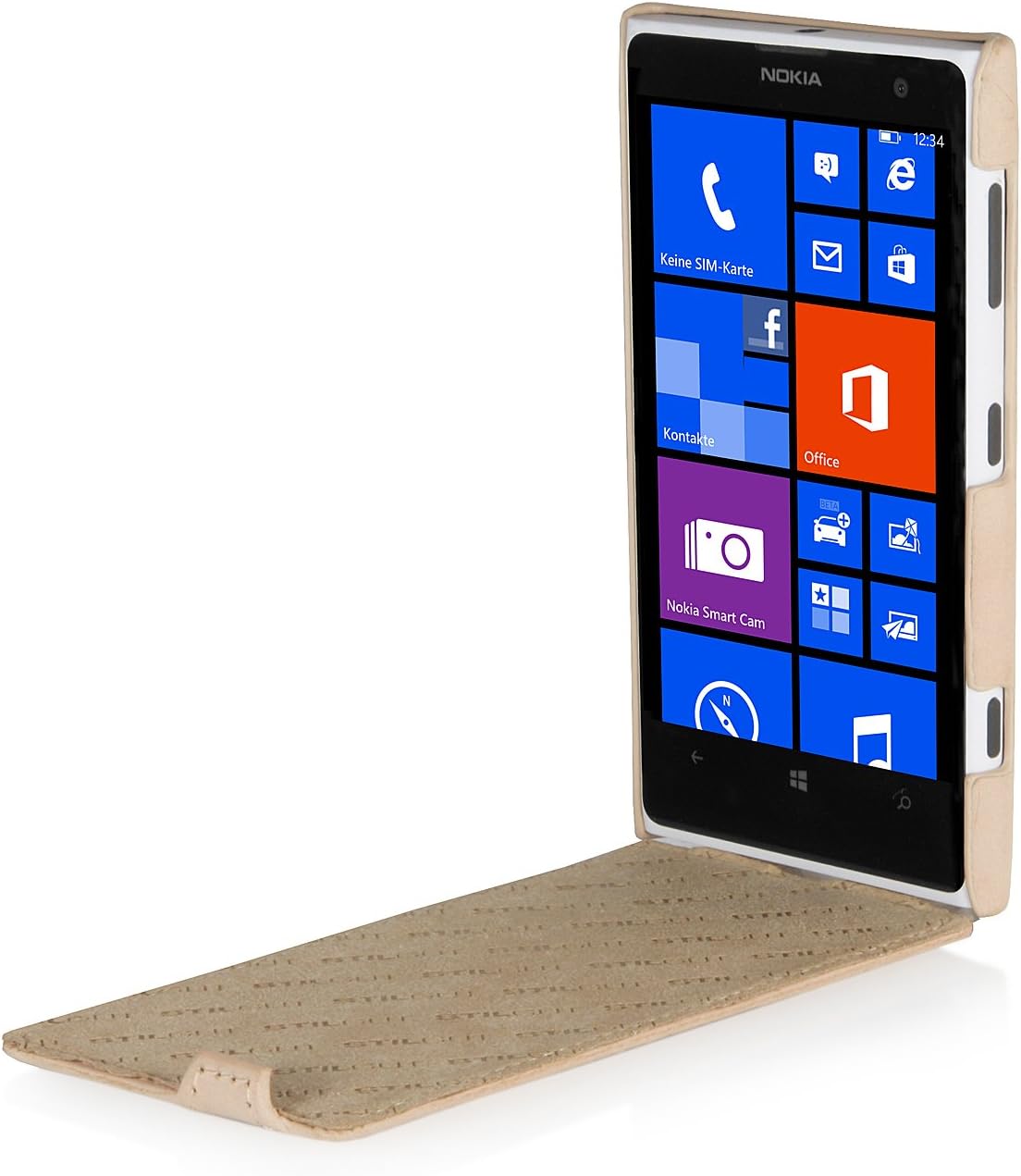 StilGut UltraSlim Genuine Leather Case for Nokia Lumia 1020, Old Style Sand Beige - Image 3
