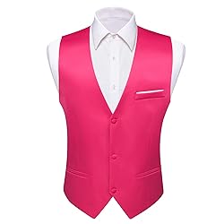 Barry.Wang Mens Hot Pink Formal Suit Vest V-neck