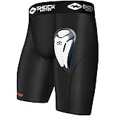 Shock Doctor Compression Shorts with Protective Bio-Flex Cup, Moisture Wicking Vented Protection