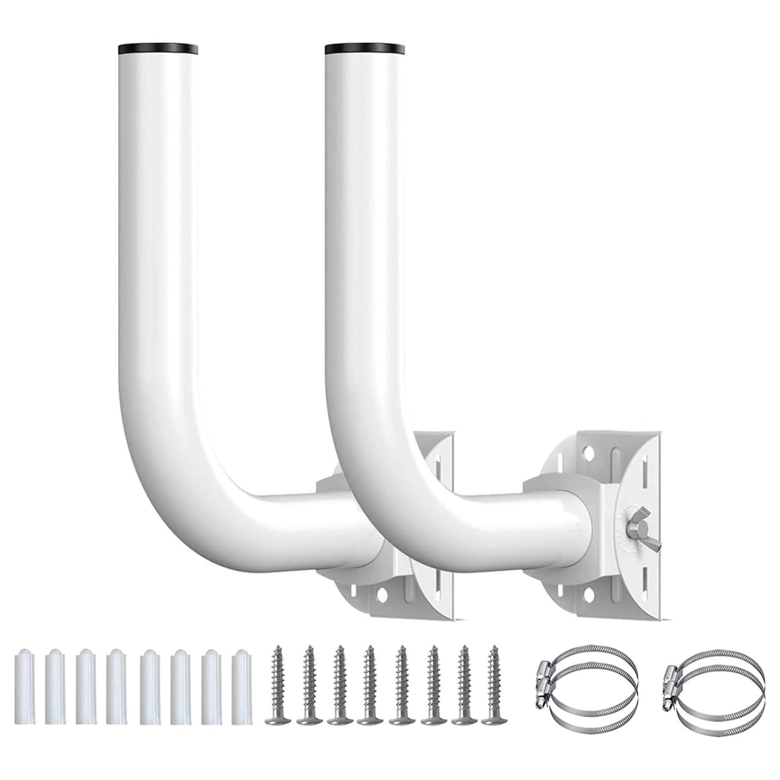 Antenna Mounting Pole, 2Pcs 150° Adjustable Stainless Steel Mounting Bracket, Outdoor Wall Mount J Pole Mount, Waterproof Bridge Bracket Mount Hardware, 2installation Mode