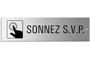 Sonnez please sign 150x40mm Brushed aluminium Stainless steel look 2-times perforated