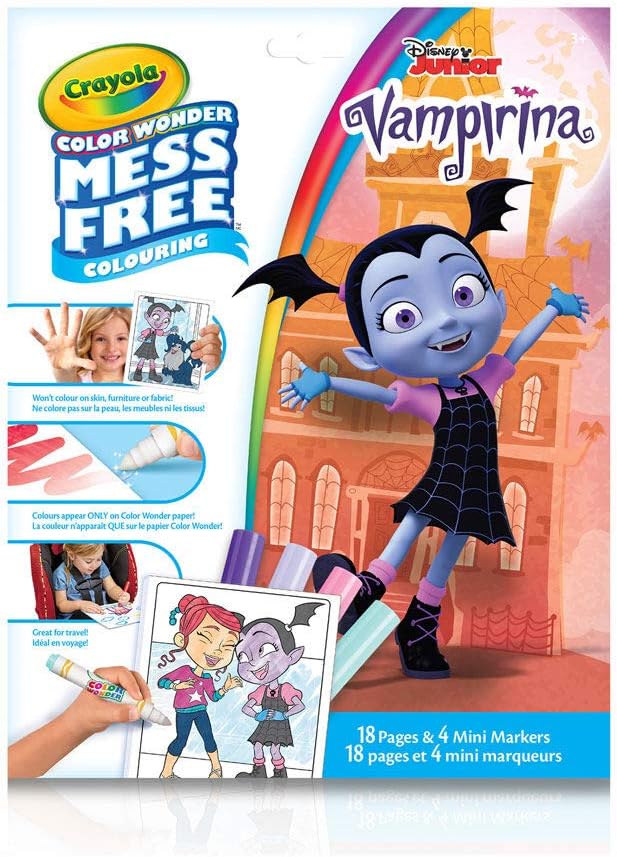 CRAYOLA - Color Wonder, Coloring Set including 18 Coloring Pages and 5 Stain Markers, Disney Vampirine Subject, 6 Pieces, 75-2396
