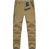 Rdruko Men's Snow Pants Waterproof Insulated Winter Hiking Pants Snowboard Fleece Lined Softshell Ski Pants