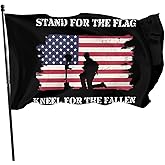 Memorial Day Flag 3x5 FT STAND FOR THE FLAG KNEEL FOR THE FALLEN Patriotic USA Flag Veteran 4th of July Independence Day Large Banner Double Sided Yard Outdoor Flag For Lawn Patio Garden Home Decor
