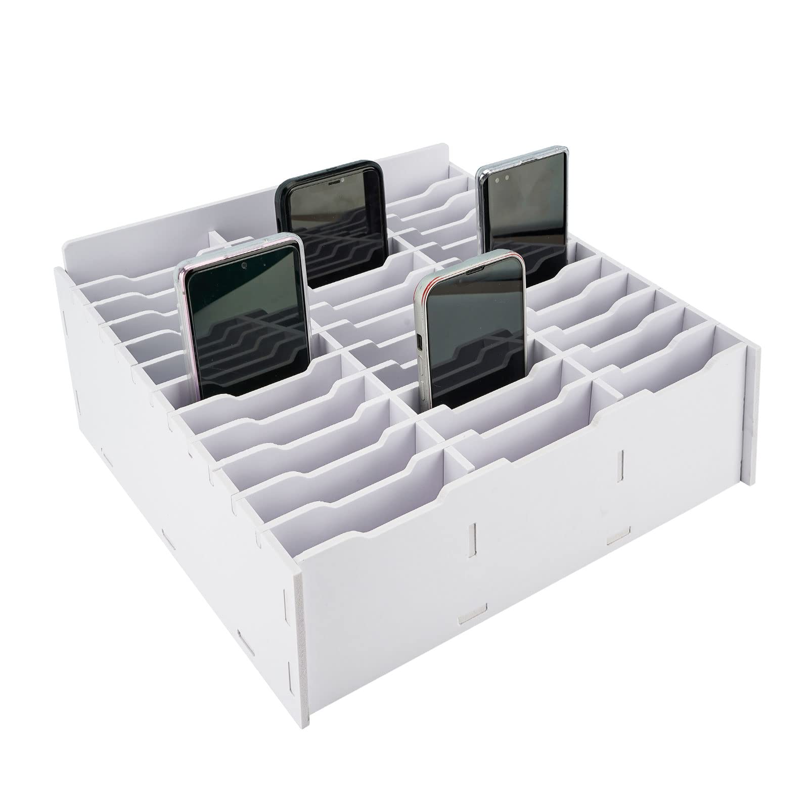 Photo 1 of SANFURNEY 36 Slots Cell Phone Storage Box for Classroom Calculator Holder Class Cell Phone Organizer White
