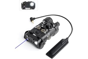 NOBUHIRO Upgrade Metal Airsoft PEQ Box Tactical Aiming Laser Sight, 10 Modes with Red/Green Laser+White Light+IR Laser for Strobe/Constant/Momentary Modes, Fit for AEG GBB CQB Picatinny Rail