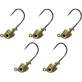 Reaction Tackle Tungsten Swimbait Jig Heads with 3D Realistic Eyes for Bass, Swim Bait Jig Head Hooks for Freshwater or Saltwater Fishing Lures (5-Pack)
