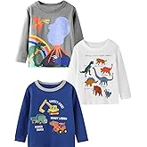 BIBNice Toddler Boy Long Sleeve Shirts Kids Cotton Fall Top Crewneck Clothes 2-7 Years