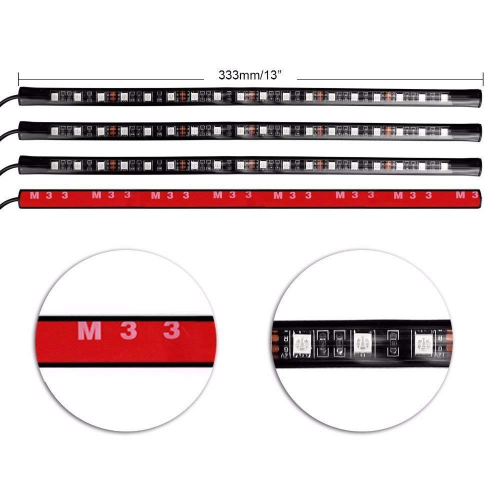 Bkinsety 7 Color LED coche INTERIOR planta decorativa ambiente tira de luces resistente al agua Glow Neon Decoración lámpara, control remoto inalámbrico y cargador de coche