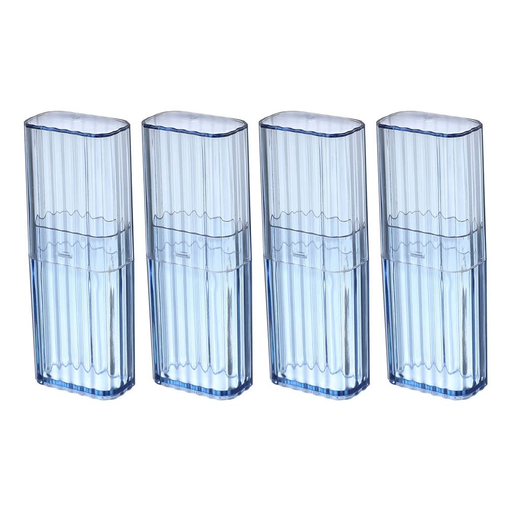 4 Pcs Cotton Swab Holder for Travel Mini Travel Swab Case Cotton Swab Box for Makeup Sponge Cotton Swabs Hair Ties Floss Cosmetics Makeup Bedroom Travel (Blue)