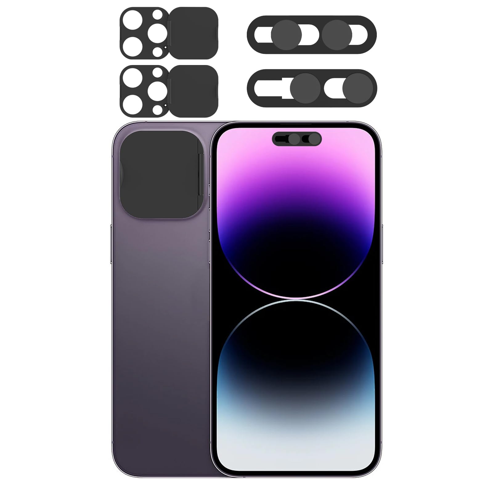 Privacy Cover Compatible for iPhone 14 Pro/iPhone 14 Pro Max with Front Camera Cover,Protect Privacy and Security,Open/Close Face Recogition Anti-Spy Camera Cover, Easy-Adhesive Design-2Pack
