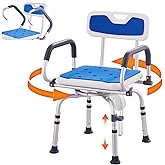 VEVOR Swivel Shower Chair 360 Degree, Adjustable Shower Seat with Pivoting Arms for Inside Showers or Tubs, Non-Slip Rotating