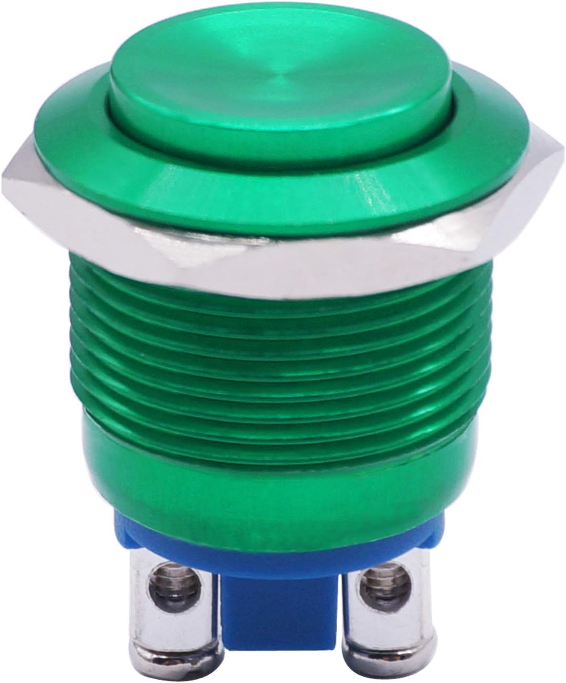 Twidec/19mm Waterproof Green Metal Shell Momentary Raised Top Push Button Switch 3A/12~250V SPST 1NO Start Button for car Modification Switch M-19-G-G
