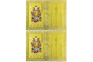 Tai Sui Amulet 2026, Gold Engraved Guardian Talisman Card, Double-Sided Metal Amulet with Detailed Front & Back, Set of 2