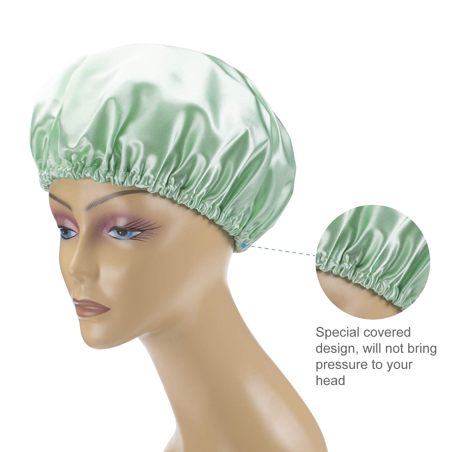 AmazerBath Shower Cap, 4-Pack Shower Caps for Women, Double Waterproof Layers Bathing Shower Hat Hair Protection EVA Shower Caps Reusable, Medium Size : Beauty
