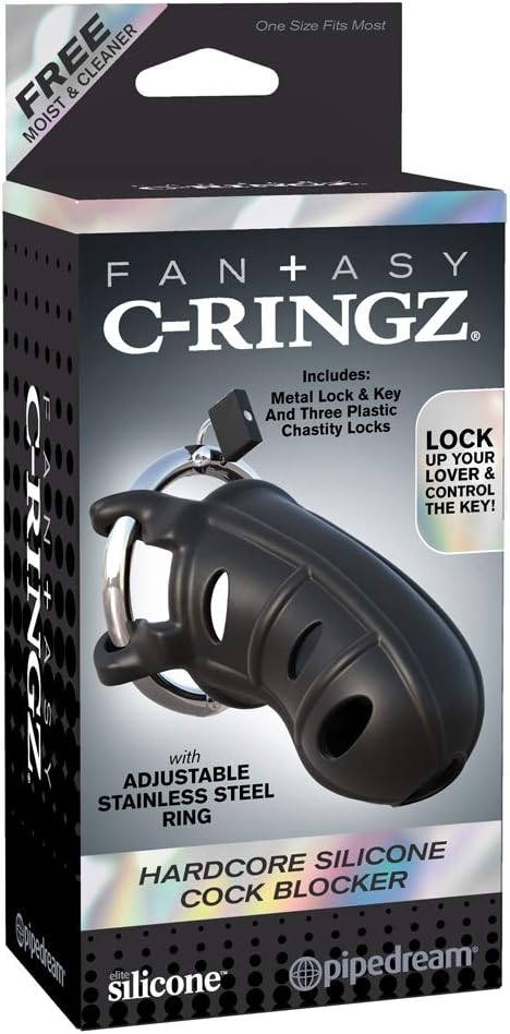 Pipedream Fantasy C-Ringz Hardcore Silicone Cock Blocker Black 4.3-5 cm - Image 5