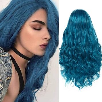 Perruque cheveux bleu Clearance