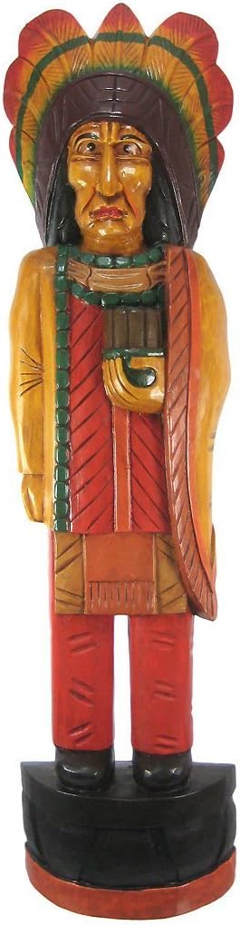 40" Cigar Indian Huge Hand Crafted Wooden Statue Sculpture Cowboys