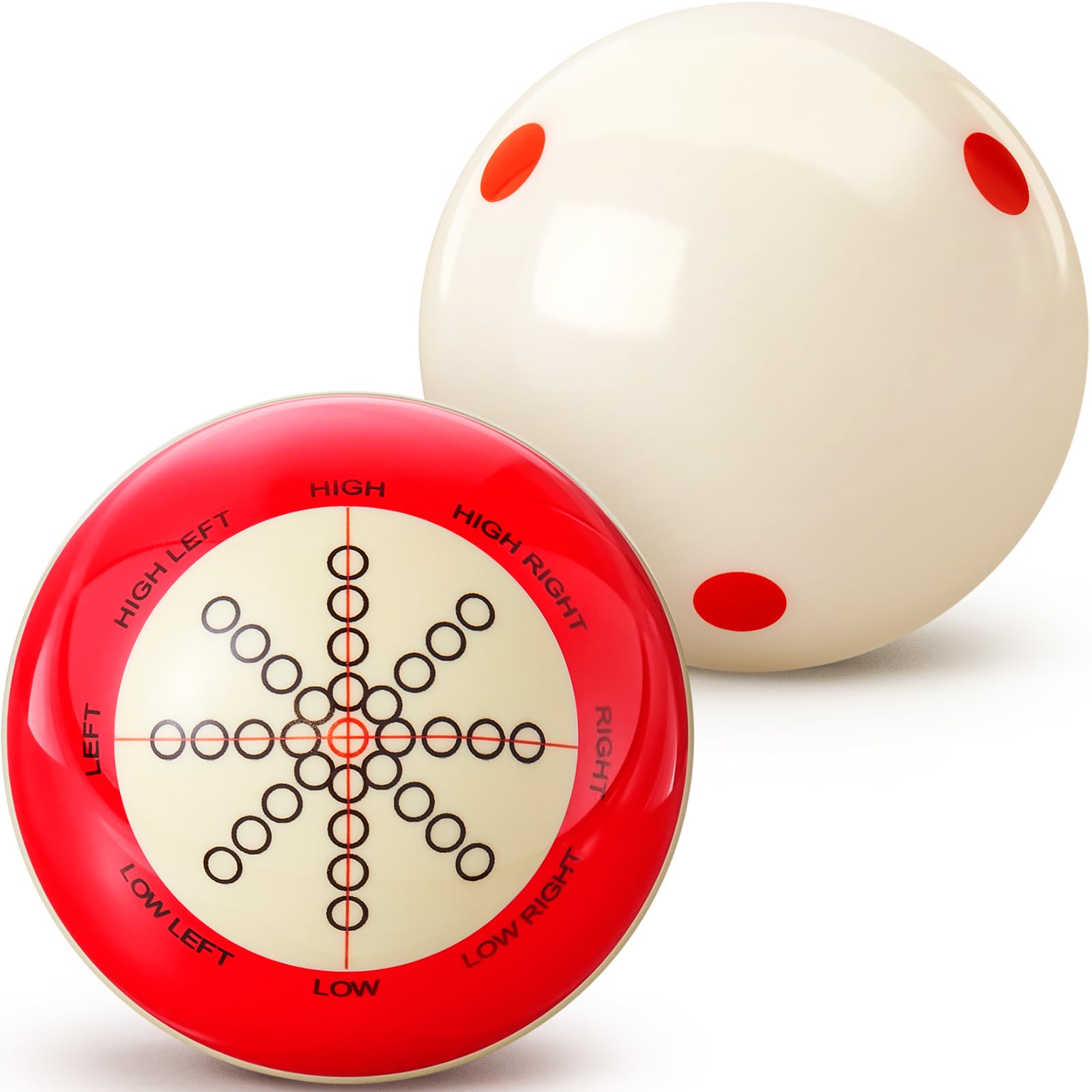 Photo 1 of Gemscream 2 Pcs Billiards Cue Ball with Dots Practice Training Artifact Regulation Size 2-1/4" Training Pool Balls for Sports Billiard Table Accessories Games(Red,Normal)