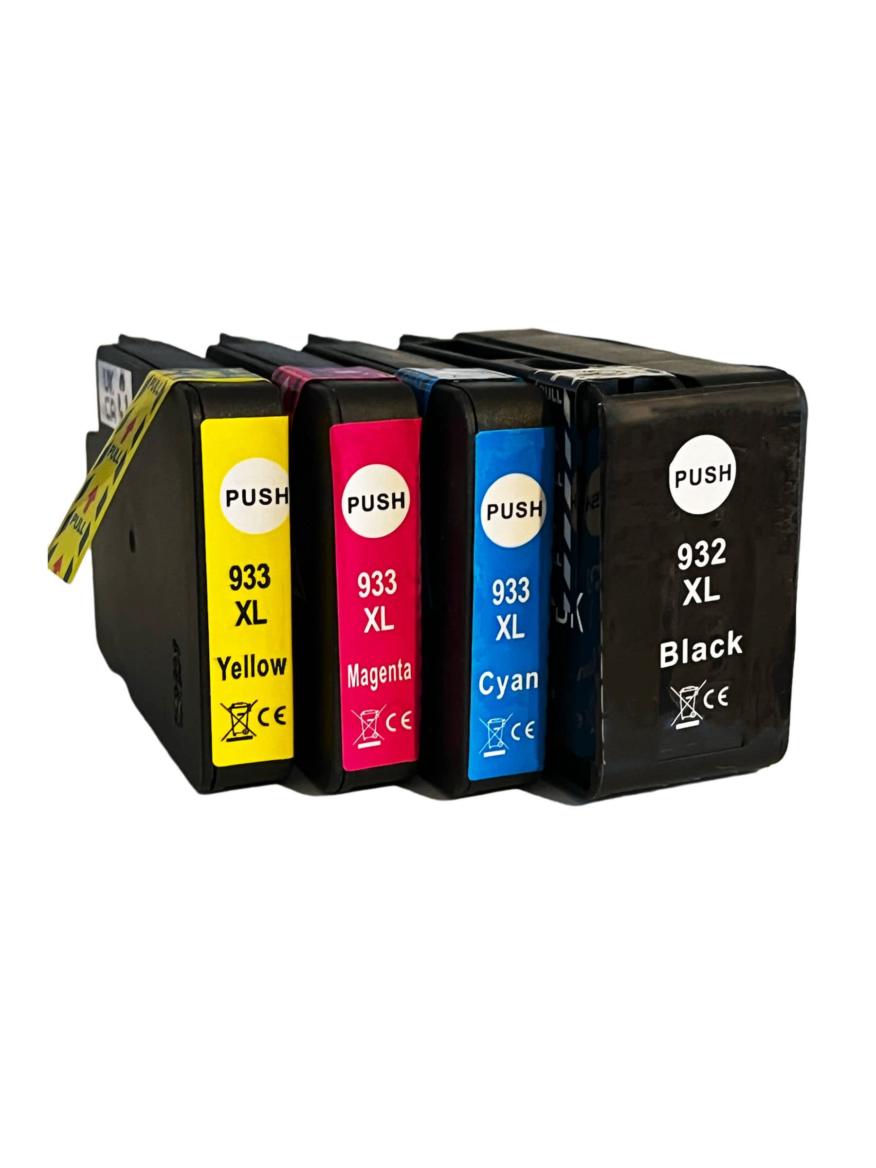 4 932XL Black and 933XL Cyan/Yellow/Magenta Ink Cartridges compatible with HP Officejet 6100 ePrinter 6600 e-All-in-One 6700 Premium Officejet 7110 Wide Format ePrinter Officejet 7610