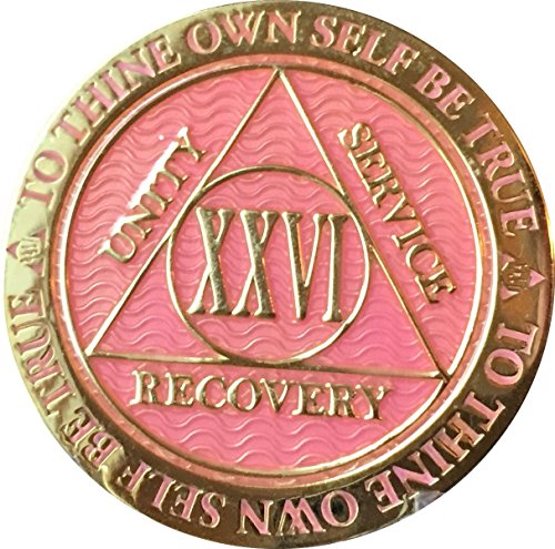 Recoverychip 26 Year AA Medallion Reflex Pink Gold Plated Chip