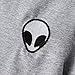Women Hipster Harajuku Cute Stripe Short Sleeve Top Tee Alien Tshirt (M, Grey)