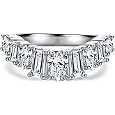 Gobaalele Cubic Zirconia Half Eternity Rings CZ Wedding Bands 5A Grade D Color Lab Grown Diamond Stackable Anniversary Band Ring for Women