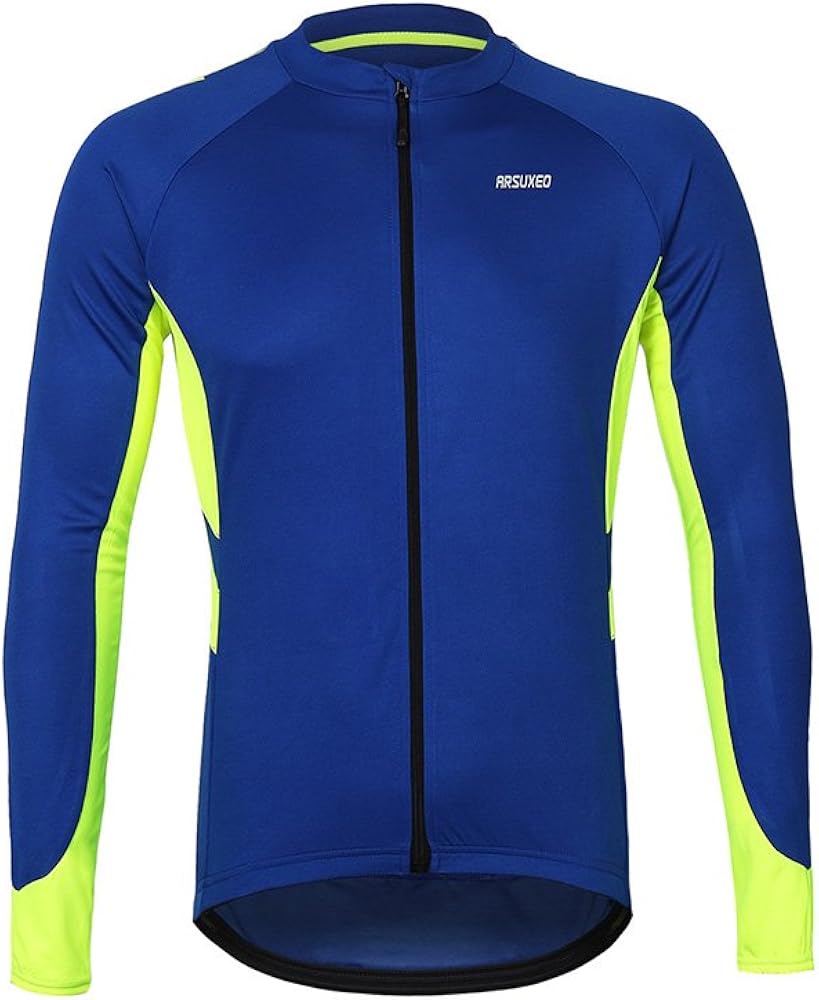 ARSUXEO Men's Full Zipper Long Sleeves Cycling Jersey Bicycle MTB Bike Shirt 6030 : Clothing