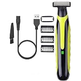 LinMei Men's Electric Trimmer Full Body Wet &amp; Dry Shaver with 3 Trimming Combs, USB-C Fast Charging, IPX5 Waterproof, Cordless Foil Trimmer for Face, Head, Body (Shaver)