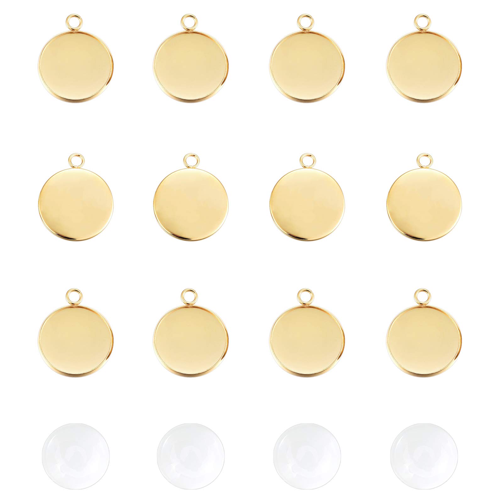 UNICRAFTALE 20 Sets 20mm Flat Round Tray Pendants Making Kits 304 Stainless Steel Pendant Cabochon Settings and Clear Glass Cabochon for Women Necklaces Jewelry Making