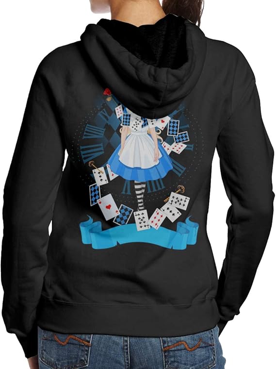 Amazon Co Jp 不思議の国のアリス Alice In Wonderland レディース パーカー スウェットパーカー 長袖 プルオーバー トレーニング フィード付き バックプリント シンプル カジュアル おしゃれ 大人 服 ファッション小物