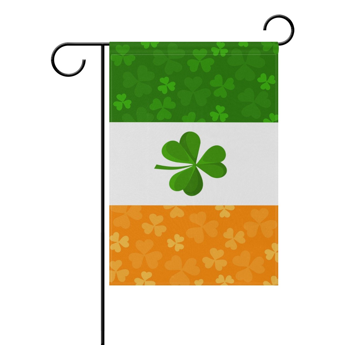 ALAZA Double Sided Irish Flag with Shamrock Polyester Garden Flag Banner 12 x 18 Inch for Outdoor Home Garden Flower Pot Decor